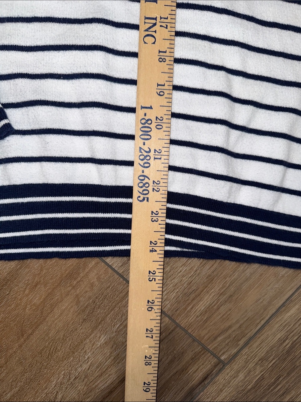 J. Crew White and Navy Striped Sweater with Red Lobster Emblem - Picture 3 of 4
